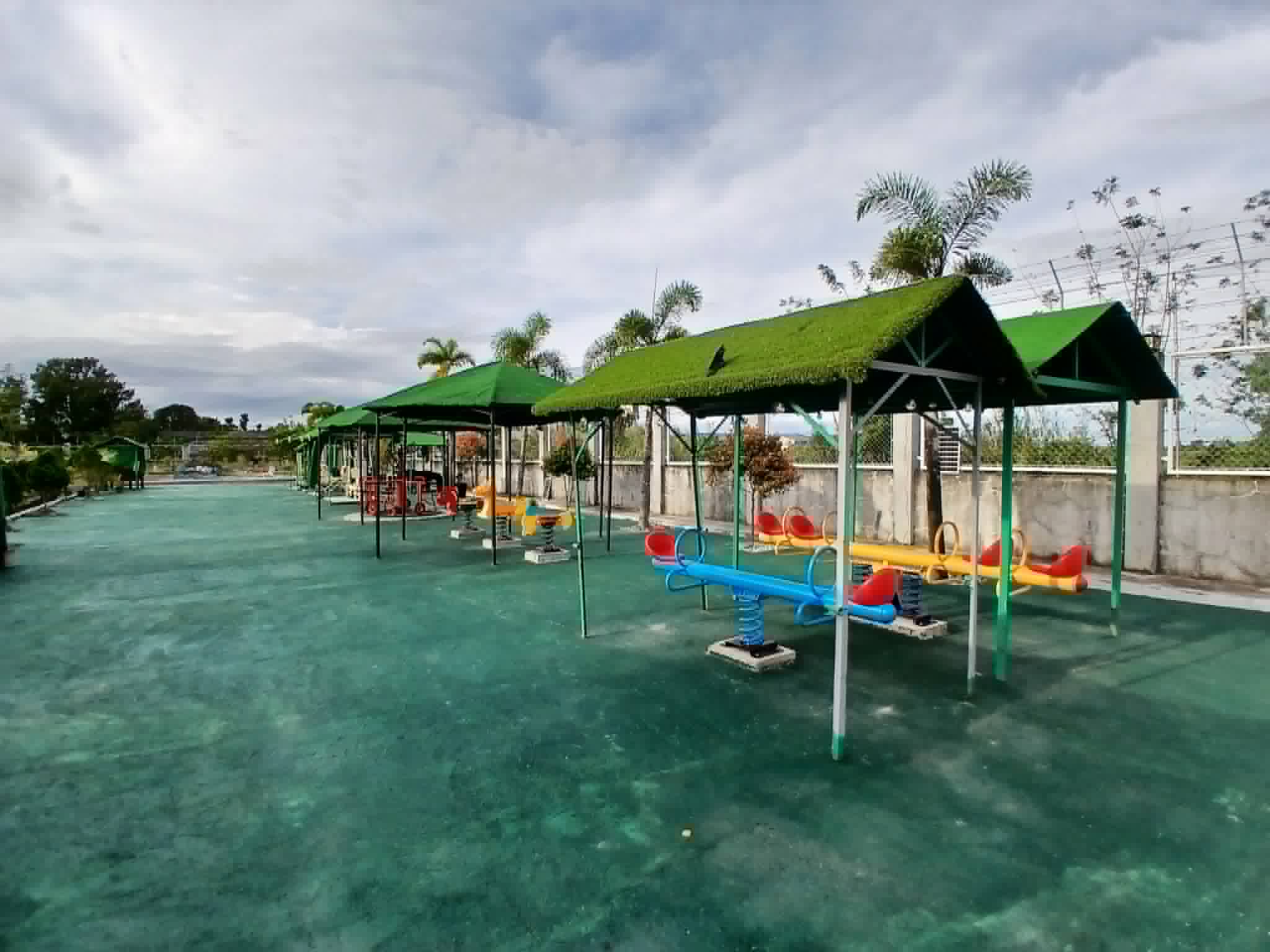 Playground seating and shaded amenity area